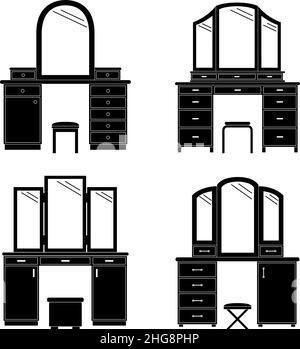 Collection de silhouettes de table d'habillage, illustration vectorielle Illustration de Vecteur