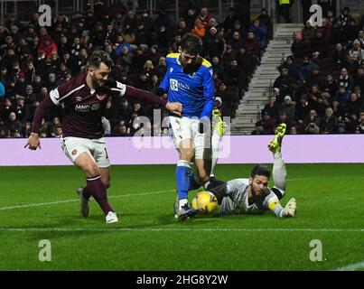 Édimbourg, Royaume-Uni.18th janv. 2022. Cinch Premiership - Heart of Midlothian v St Johnstone 18/01/2022 Pic shows: Le buteur turc de St Johnstone, Nadir Ciftci, se rapproche en tant qu'hôte de jeux de cœurs de St Johnstone dans la première de Tynecastle Park, Édimbourg.Crédit : Ian Jacobs/Alay Live News Banque D'Images