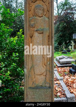 Tombe de suffragette Emmeline Pankhurst dans le cimetière de Brompton, Borough de Kensington et Chelsea, Londres, Angleterre Banque D'Images