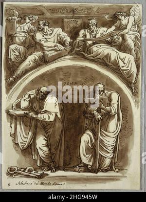 Sketchbook Folio, Lunette avec les saints Pierre et Paul, Matthew et le Prophète Isaiah, Etude après Sebastiano del Piombo, 1821–22 Banque D'Images