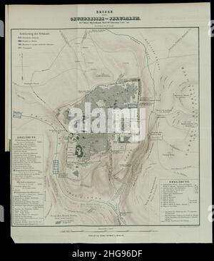 Skizze eines Grundrisses von Jerusalem - Gezeichnet von H.Lange ; Lith.ANST.v. L. Kraatz à Berlin. Banque D'Images