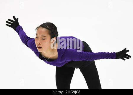 Tallinn, Estonie.19th janvier 2022.Mai MIHARA (JPN), en pratique, aux Championnats de patinage artistique 2022 de l'UIP sur quatre continents, au Tondiaba Ice Hall, le 19 janvier 2022 à Tallinn, Estonie.Credit: Raniero Corbelletti/AFLO/Alay Live News Credit: AFLO Co. Ltd./Alay Live News Banque D'Images