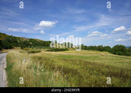 Paysage à Molise près de Macchiagodena et Frosolone, province d'Isernia, en juin Banque D'Images