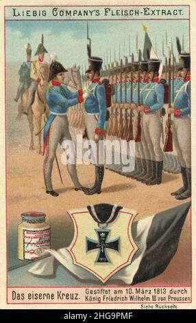 Série d'images Orders, The Iron Cross, fondée le 10 mars 1813 par le roi Frederick William III de Prusse / Bilderserie Orden, Das eiserne Kreuz, gestiftet am 10.März 1813 durch König Friedrich Wilhelm III. Von Preußen, Liebigbild, Digital amélioration de la reproduction d'une image de collection de la société Liebig, estimée à partir de 1900, pd / digital restaurierte Reproduktion eines Sammelbildes von ca 1900, gemeinfrei, Banque D'Images