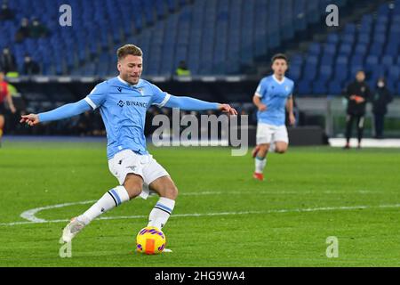 Rome, Italie.18th janvier 2022.Ciro immobile de SS LAZIO lors de la huitième finale de Coppa Italia entre S.S. Lazio vs Udinese Calcio le 18th janvier 2022 au Stadio Olimpico à Rome, Italie.(Credit image: © Domenico Cippitelli/Pacific Press via ZUMA Press Wire) Banque D'Images