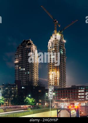 Site de construction de gratte-ciels dans la ville de la Haye Banque D'Images