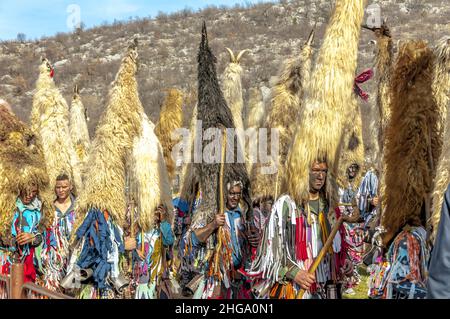 Fête de la mascarade en Croatie Cetina.Patrimoine immatériel protégé croate dans les villages et hameaux intérieurs dalmates. Banque D'Images