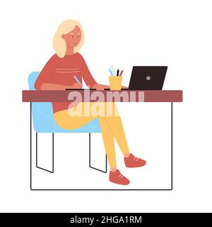Employé de bureau engagé dans des tâches administratives.Travail de bureau sédentaire, y compris illustration vectorielle plate pour les tâches de bureau Illustration de Vecteur