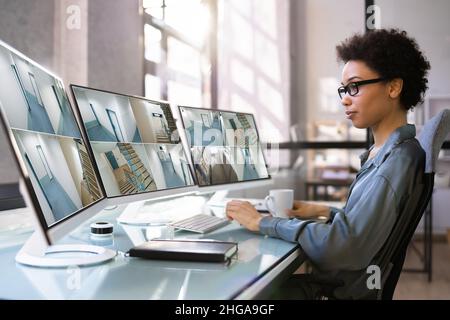 Système de sécurité de bureau et gestion des caméras vidéo Banque D'Images