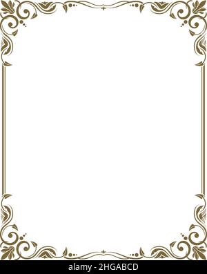 Cadre de carte vintage avec bordure d'ornement florale dorée Illustration de Vecteur