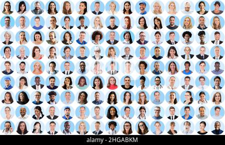 Collage Of Smiling People. Divers groupes de personnes Portraits Banque D'Images
