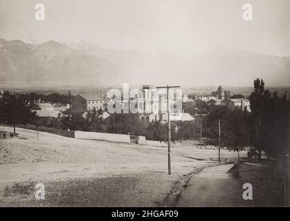 Photographie vintage du 19th siècle - vue de Salt Lake City, Utah, États-Unis Banque D'Images