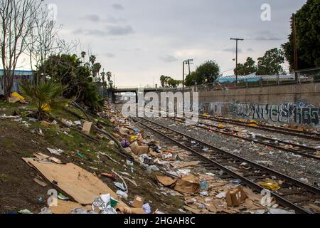 Los angles train pillant janvier 2022. Banque D'Images