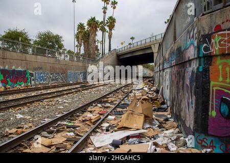 Los angles train pillant janvier 2022. Banque D'Images