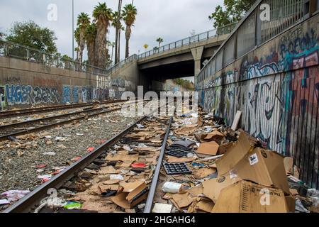 Los angles train pillant janvier 2022. Banque D'Images