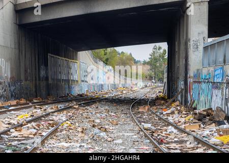 Los angles train pillant janvier 2022. Banque D'Images