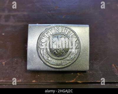 Deutsches Koppelschloss, Zweiter Weltkrieg 'Gott mit uns' 2.WK mit Hakenkreuz Banque D'Images