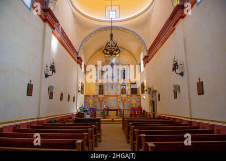 Intérieur de Mission San Jose à San Antonio, Texas, États-Unis.La Mission fait partie du site du patrimoine mondial de l'UNESCO des missions de San Antonio. Banque D'Images