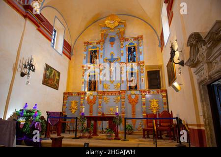 Intérieur de Mission San Jose à San Antonio, Texas, États-Unis.La Mission fait partie du site du patrimoine mondial de l'UNESCO des missions de San Antonio. Banque D'Images