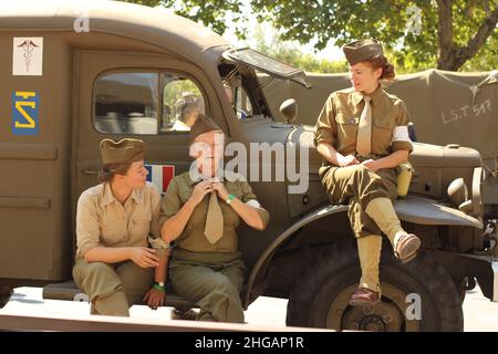 Paris, France; 08 25 2019: Reconstitution de la Seconde Guerre mondiale: Libération de Paris. Banque D'Images