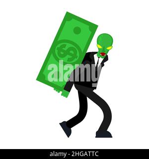 Le reptilan vole l'argent.Le concept de gouvernement mondial.La théorie du complot et la capture du monde par les étrangers. Illustration de Vecteur