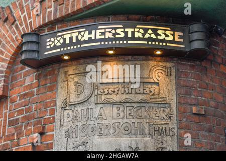 Paula Modersohn Becker House, Boettcherstrasse, Vieille ville, Brême, Allemagne Banque D'Images