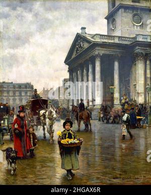 St Martin-in-the-Fields par l'artiste britannique William Logsdail (1859-1944), huile sur toile, 1888 Banque D'Images