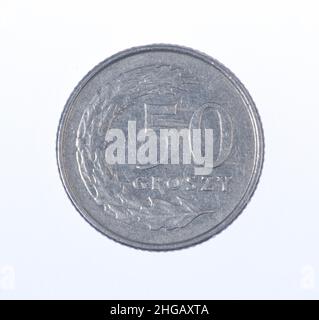 Coin, 50 Groszy, Pologne Banque D'Images