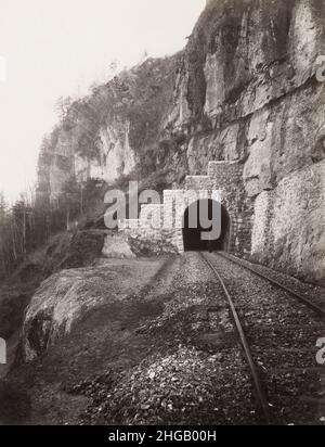 Photographie vintage du 19th siècle - Gotthardbahn, tunnel ferroviaire de Gotthard, Suisse Banque D'Images