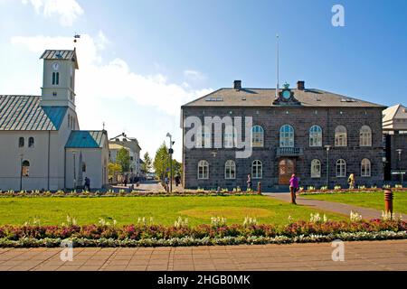 Parlement, vieille ville, Reykjavik, Islande Banque D'Images