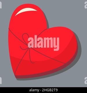 Une boîte de chocolats en forme de coeur.Jour de l'amour. saint-valentin.Une carte de vœux avec une déclaration d'amour.Une image vectorielle plate sur un b gris Illustration de Vecteur