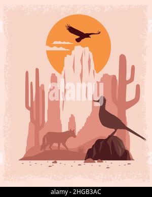 animaux sauvages en paysage Illustration de Vecteur