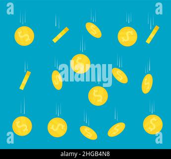 Arrière-plan pièces de monnaie en chute.Pluie d'argent.Illustration vectorielle pour le Web, application mobile en design plat.SPE 10 Illustration de Vecteur