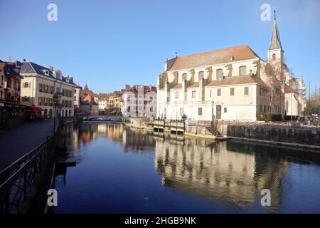 14 janvier 2022.Annecy, haute-Savoie, France.Vue générale sur l'ancienne ville alpine d'Annecy dans le sud-ouest de la France. Banque D'Images