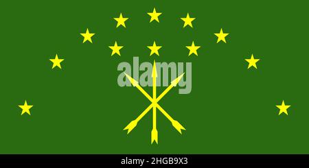 Grand drapeau plat officiel d'Adygea horizontal Banque D'Images