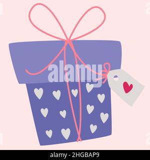 Un cadeau le jour des vacances.Des symboles d'amour vectoriels en forme de boîte et un cœur pour les femmes heureuses, la fête des mères, la Saint-Valentin.Une série de Illustration de Vecteur
