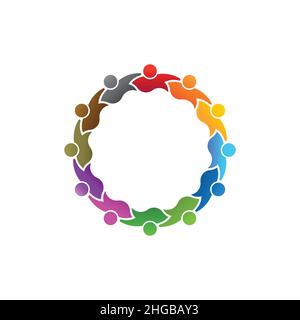Travail d'équipe image douze amis.Concept de Groupe de personnes Illustration de Vecteur