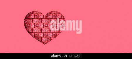 Forme de coeur pleine de cadeaux.Arrière-plan de la Saint-Valentin avec espace de copie 3D rendu 3D illustration Banque D'Images