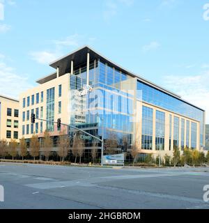 Vue extérieure du siège social de Global Blood Therapeutics dans le sud de San Francisco, en Californie ; GBT est une société biopharmaceutique dans la Silicon Valley. Banque D'Images