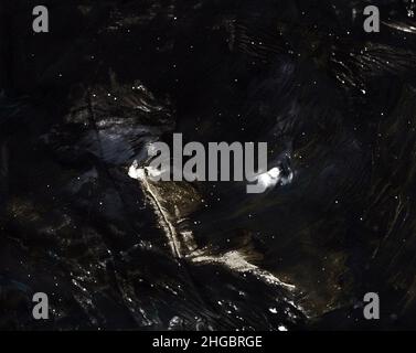 Peinture à l'encre noire de style est-asiatique.Ciel sombre, étoiles, arrière-plan aquarelle d'espace.Conception de tissus, textiles, papier peint, chambre de bébé, emballage,papier. Banque D'Images