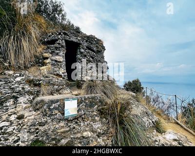 Sentier de randonnée de Batterie dans le parc naturel de Portifino, Italie, Ligurie Banque D'Images
