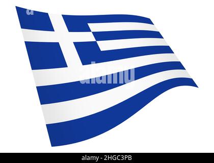 Grèce agitant drapeau 3D illustration isolée sur blanc avec un chemin de coupure Banque D'Images