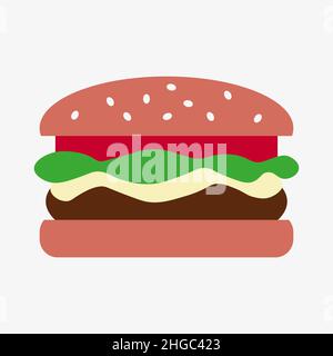 Icône de vecteur Burger isolée sur fond blanc. Illustration de Vecteur