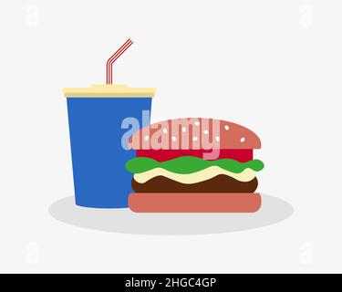 Design plat à motif vectoriel Fast Food.Burger et boisson Illustration de Vecteur