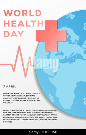 campagne d'affiches vectorielles modèle de la journée mondiale de la santé. bannière, dépliant journée mondiale de la santé Illustration de Vecteur
