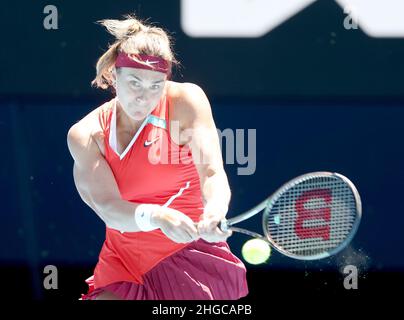 Melbourne, Australie.20th janvier 2022.Aryna Sabalenka dans le deuxième tour d'action Australian Open tennis 2022 Melbourne Park, Australie Day 4 jeudi 20 janvier 2022 PHOTO PAR KARL WINTER Credit: Roger Parker/Alay Live News Banque D'Images