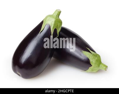 Les aubergines fraîches isolées sur fond blanc avec clipping path Banque D'Images