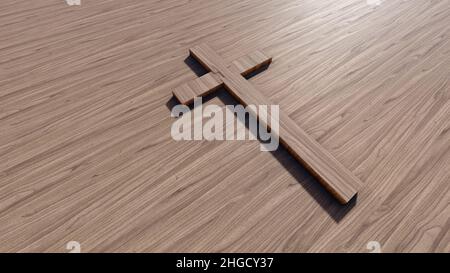 Concept ou croix conceptuelle sur un fond de bois naturel ou de bois. 3d illustration métaphore pour Dieu, Christ, christianisme, religieux, foi Banque D'Images