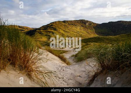 Sentier menant à la plage et aux grottes de Maghera, comté de Donegal, Irlande Banque D'Images