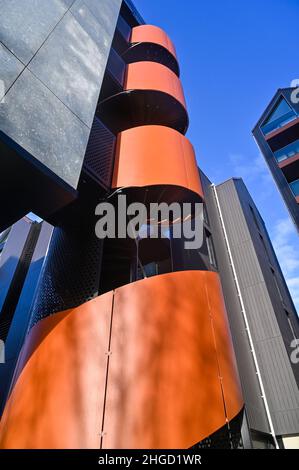 Le nouveau complexe Circus Street, situé dans le centre-ville de Brighton, comprend des maisons résidentielles ainsi que des bureaux et des commerces Banque D'Images